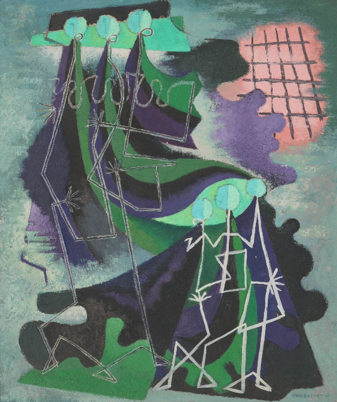 Cor Basart | Zonder titel, olieverf op board, 55,0 x 46,0 cm, gesigneerd r.o. en gedateerd 1948 Cor Basart | Zonder titel, olieverf op board, 55,0 x 46,0 cm, gesigneerd r.o. en gedateerd 1948