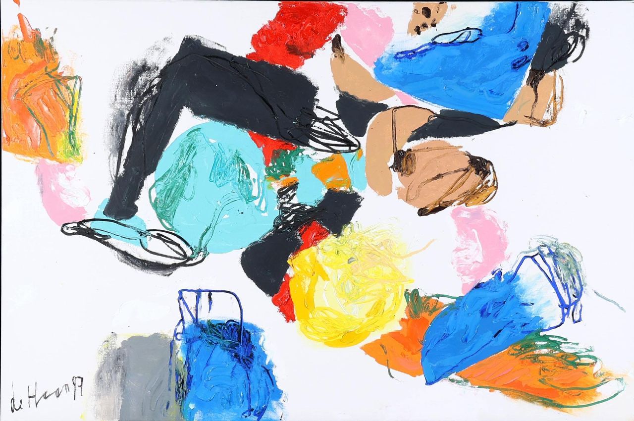 Haan J. de | Jurjen de Haan | Schilderijen te koop aangeboden | Panta Rhei 9, olieverf op doek 100,0 x 150,0 cm, gesigneerd linksonder en gedateerd '97