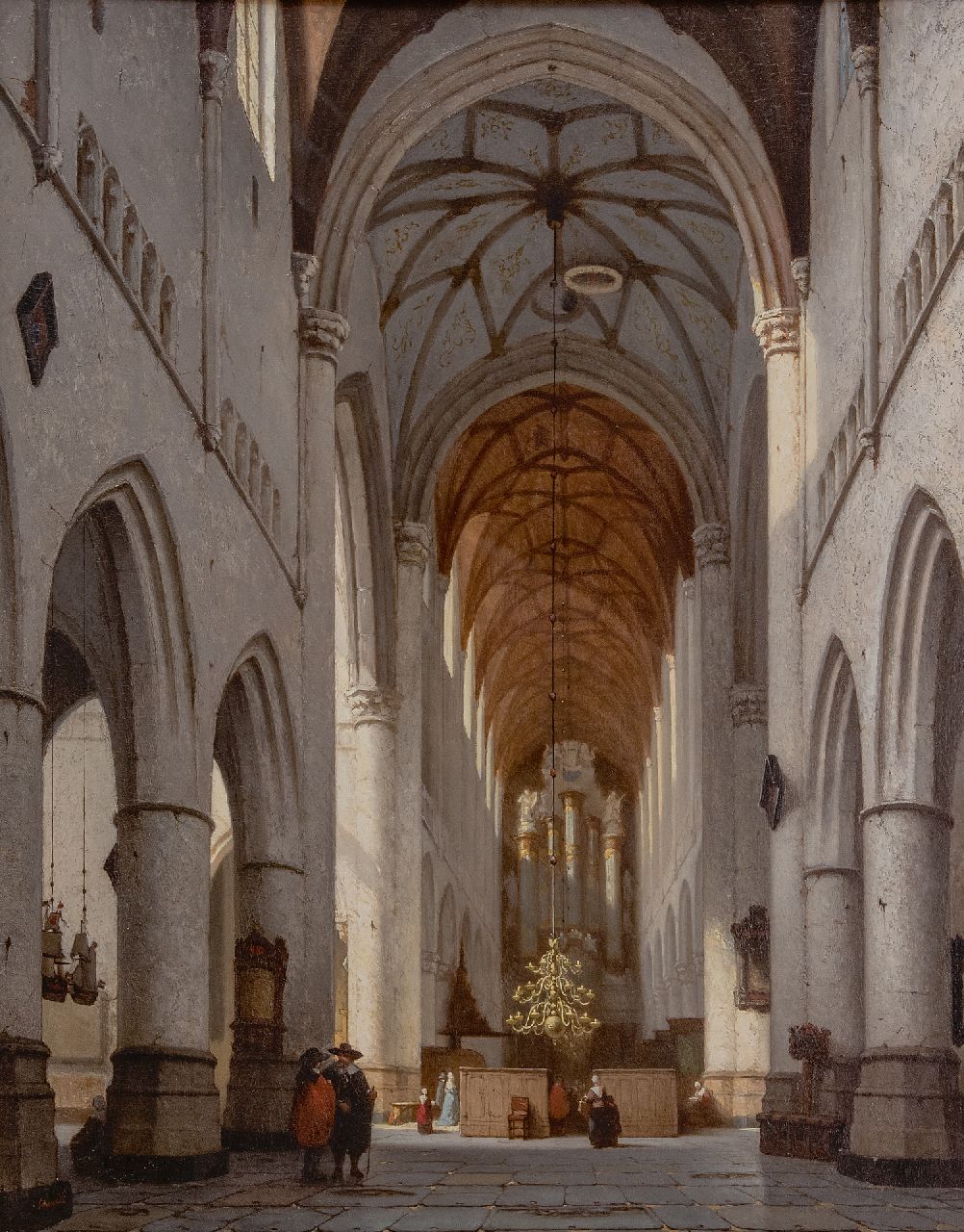 Schenkel J.J.  | Jan Jacob Schenkel | Schilderijen te koop aangeboden | Interieur van de St. Bavokerk, Haarlem, olieverf op paneel 77,4 x 61,0 cm, gesigneerd linksonder en te dateren ca. 1861-1875