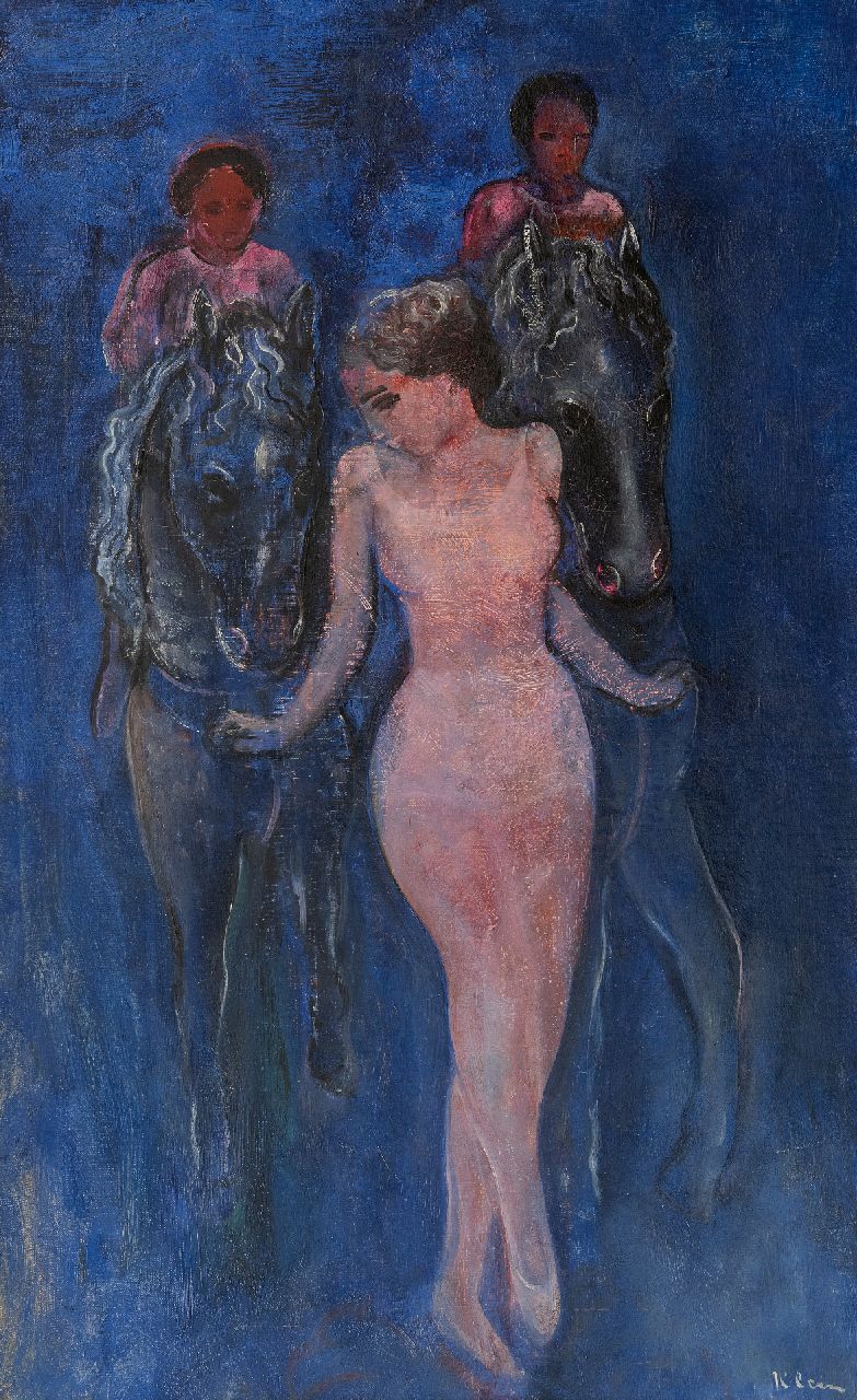 Klein F.F.A. | Friedrich Franz Albert 'Frits' Klein | Schilderijen te koop aangeboden | Voltigeurs; verso: acrobate te paard, olieverf op doek 61,0 x 37,9 cm, gesigneerd rechtsonder en op spieraam Klein F.F.A. | Friedrich Franz Albert 'Frits' Klein | Schilderijen te koop aangeboden | Voltigeurs; verso: acrobate te paard, olieverf op doek 61,0 x 37,9 cm, gesigneerd rechtsonder en op spieraam