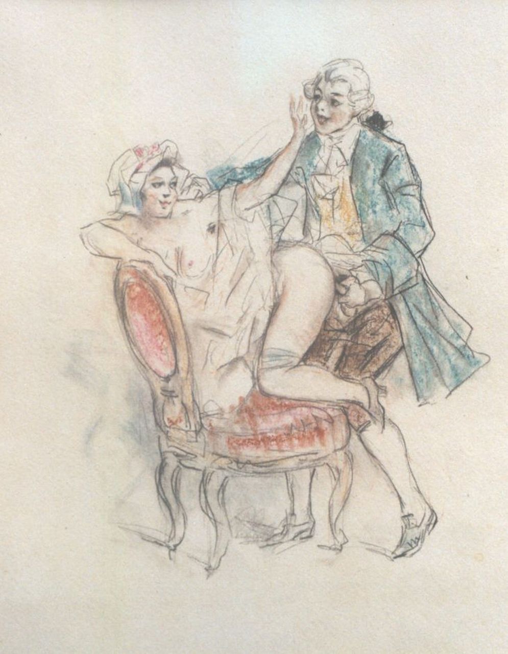 Poulton T.L. | Thomas Leycester 'Tom' Poulton | Aquarellen en tekeningen te koop aangeboden | Tu te trompes brigand! / Je vergist je schurk!, kleurpotlood op papier 21,5 x 18,0 cm Poulton T.L. | Thomas Leycester 'Tom' Poulton | Aquarellen en tekeningen te koop aangeboden | Tu te trompes brigand! / Je vergist je schurk!, kleurpotlood op papier 21,5 x 18,0 cm