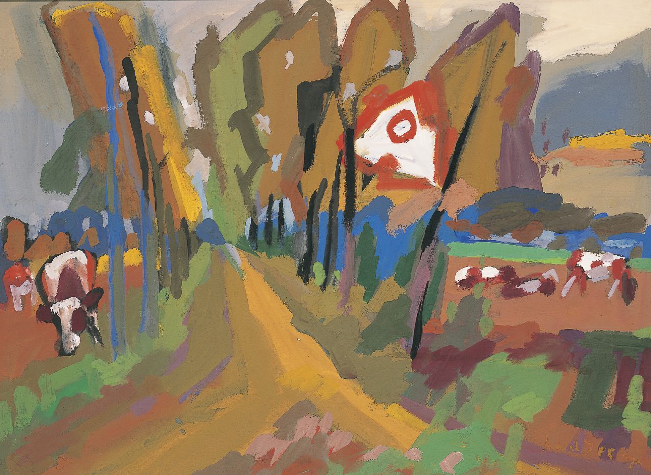 Zee J. van der | Jan van der Zee, Groninger boerenlandschap; verso: Landschap, aquarel en gouache op papier 55,5 x 75,0 cm, gesigneerd rechtsonder en te dateren jaren '50 Zee J. van der | Jan van der Zee, Groninger boerenlandschap; verso: Landschap, aquarel en gouache op papier 55,5 x 75,0 cm, gesigneerd rechtsonder en te dateren jaren '50