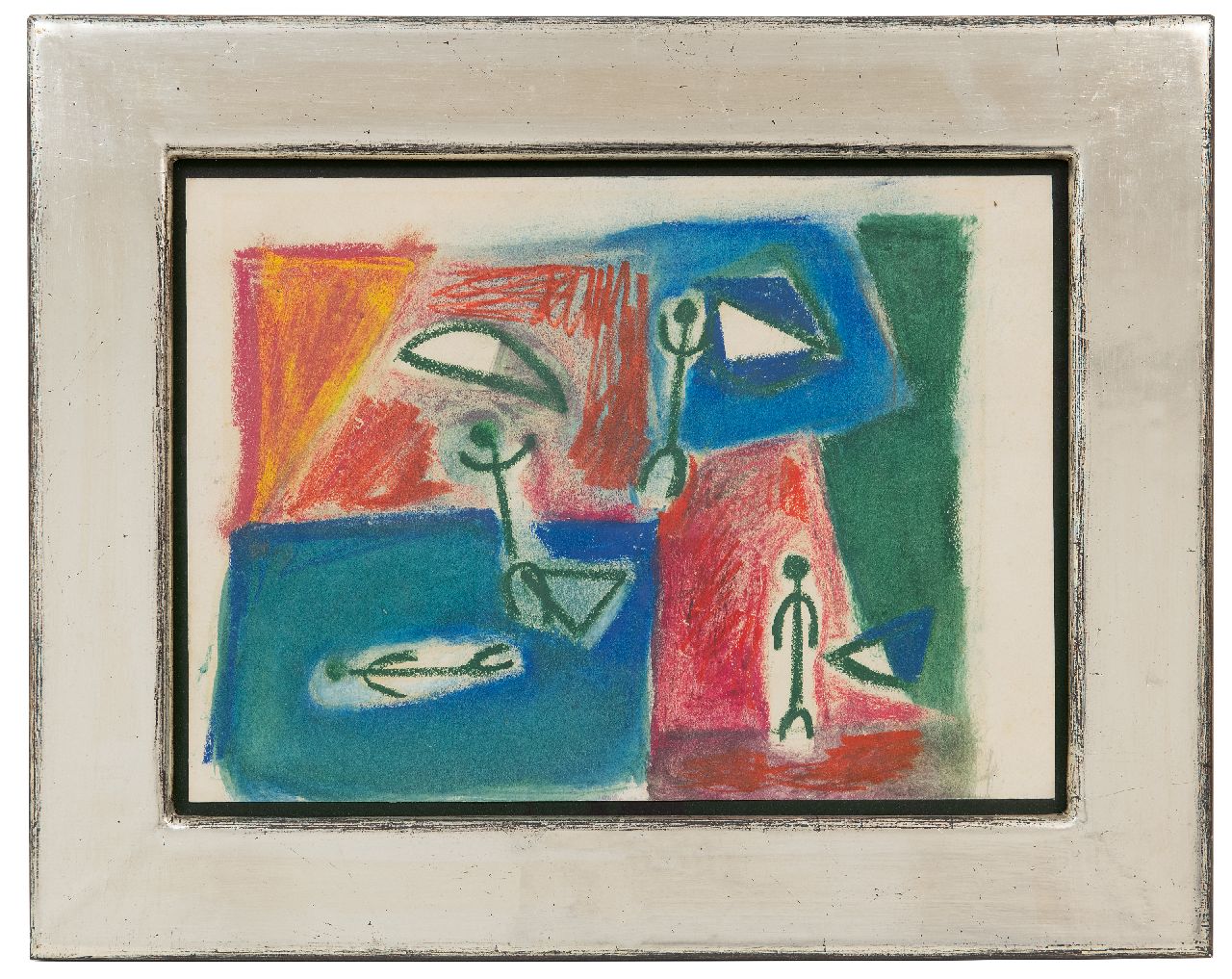 Nanninga J.  | Jacob 'Jaap' Nanninga | Aquarellen en tekeningen te koop aangeboden | Compositie met figuren, gekleurd krijt op papier 22,0 x 29,0 cm