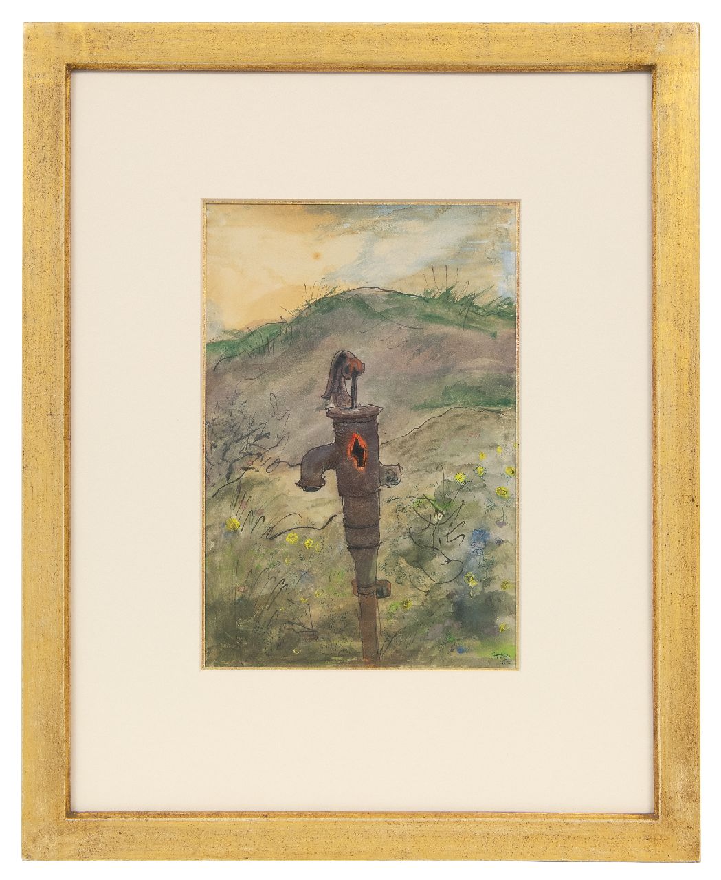 Kamerlingh Onnes H.H. | 'Harm' Henrick Kamerlingh Onnes | Aquarellen en tekeningen te koop aangeboden | Oude pomp in de duinen, Terschelling, pen, inkt en aquarel op papier 22,2 x 15,1 cm, gesigneerd rechtsonder met monogram en gedateerd '60 Kamerlingh Onnes H.H. | 'Harm' Henrick Kamerlingh Onnes | Aquarellen en tekeningen te koop aangeboden | Oude pomp in de duinen, Terschelling, pen, inkt en aquarel op papier 22,2 x 15,1 cm, gesigneerd rechtsonder met monogram en gedateerd '60