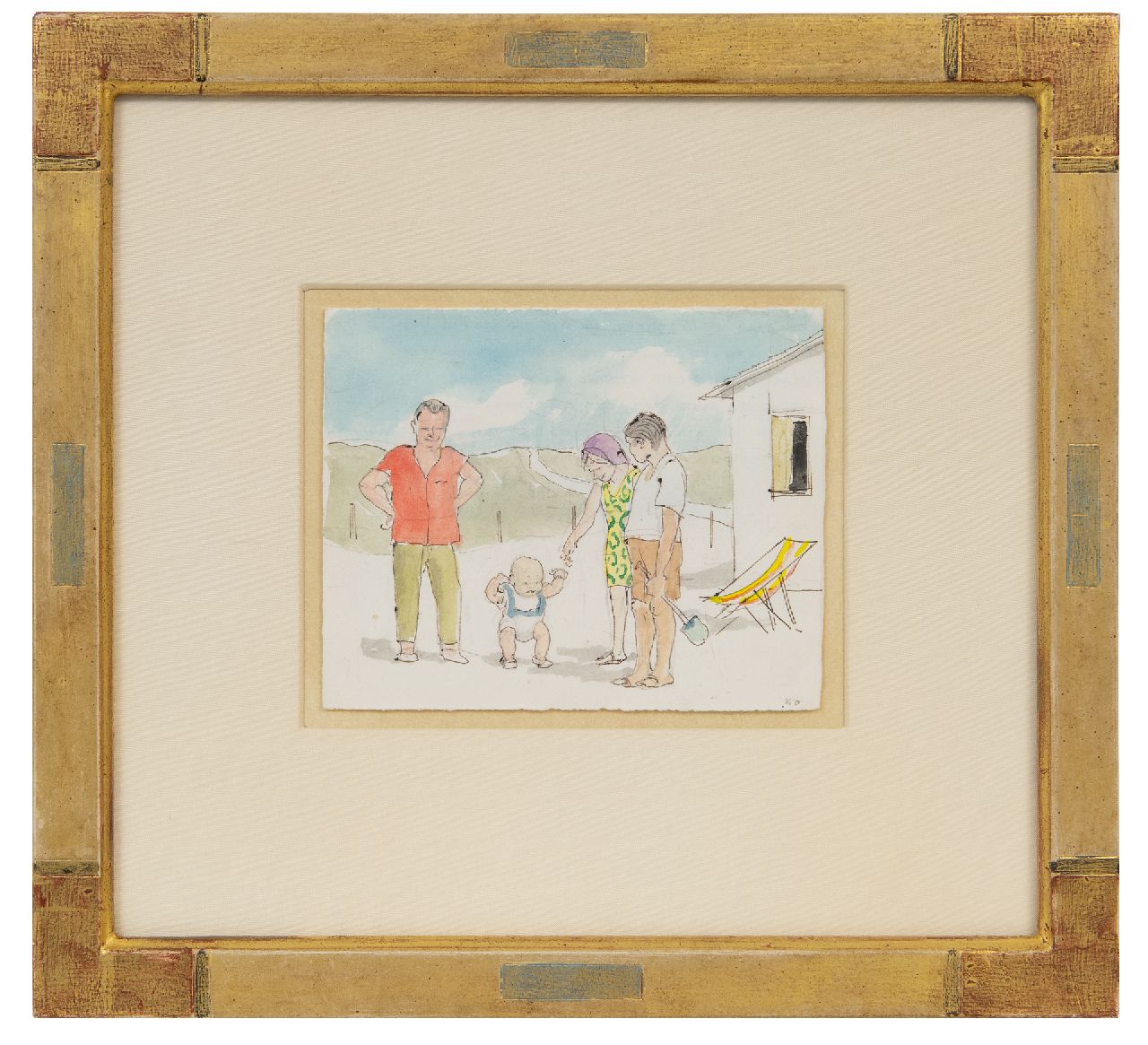 Kamerlingh Onnes H.H. | 'Harm' Henrick Kamerlingh Onnes | Aquarellen en tekeningen te koop aangeboden | De eerste stapjes op het strand, aquarel op papier 11,5 x 14,3 cm, gesigneerd rechtsonder met initialen Kamerlingh Onnes H.H. | 'Harm' Henrick Kamerlingh Onnes | Aquarellen en tekeningen te koop aangeboden | De eerste stapjes op het strand, aquarel op papier 11,5 x 14,3 cm, gesigneerd rechtsonder met initialen