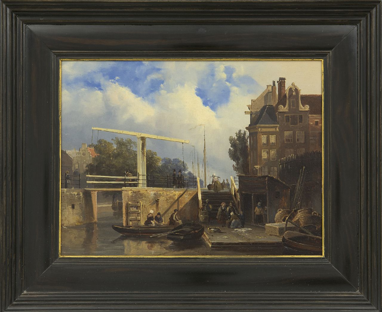 Springer C.  | Cornelis Springer | Schilderijen te koop aangeboden | Gezicht op de Delftse Vaart te Rotterdam (olieverf studie), olieverf op paneel 21,9 x 28,4 cm, 1848