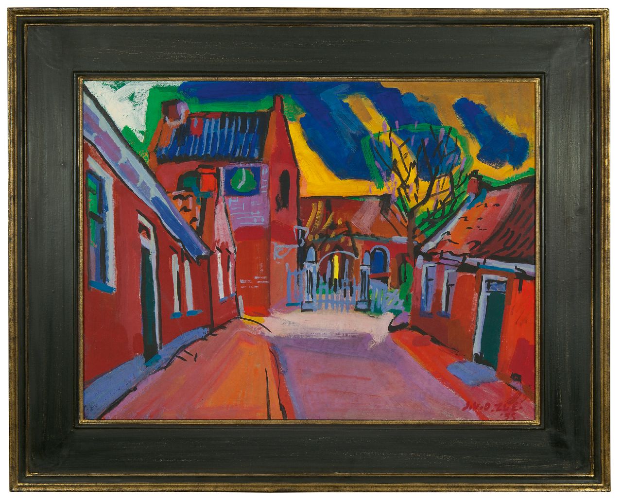 Zee J. van der | Jan van der Zee, Dorpsstraatje in Ezinge, olieverf op doek 60,3 x 80,1 cm, gesigneerd rechtsonder en gedateerd '35