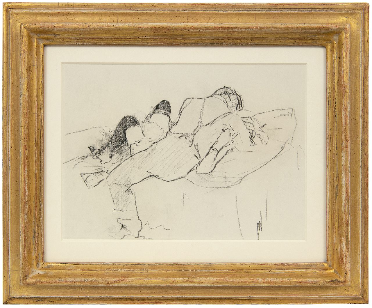 Hem P. van der | Pieter 'Piet' van der Hem | Aquarellen en tekeningen te koop aangeboden | Liefdespaar i.o., houtskool op papier 18,5 x 25,4 cm Hem P. van der | Pieter 'Piet' van der Hem | Aquarellen en tekeningen te koop aangeboden | Liefdespaar i.o., houtskool op papier 18,5 x 25,4 cm