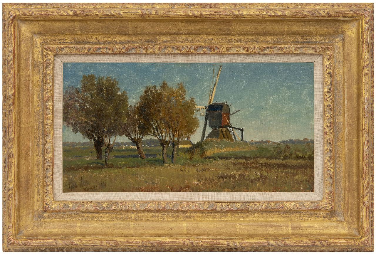 Gabriel P.J.C.  | Paul Joseph Constantin 'Constan(t)' Gabriel, De rode molen bij Abcoude, olieverf op doek op paneel 19,1 x 37,1 cm, gesigneerd linksonder en gedateerd 'abcoude' '66