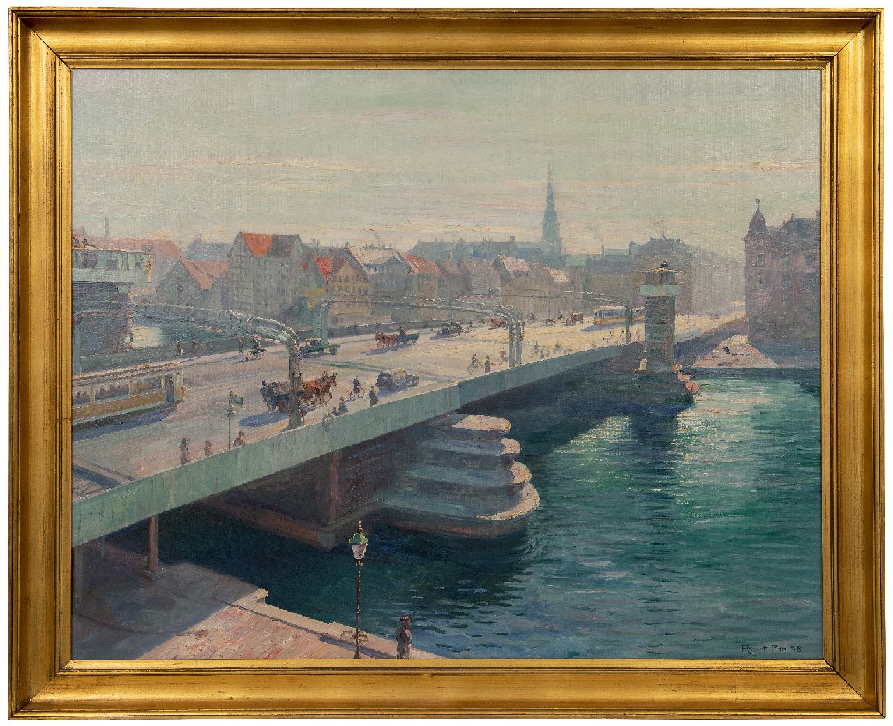 Panitzsch R.  | Robert Panitzsch | Schilderijen te koop aangeboden | De nieuwe Knippelsbro brug in Kopenhagen, olieverf op doek 75,5 x 95,6 cm, gesigneerd rechtsonder en gedateerd '38