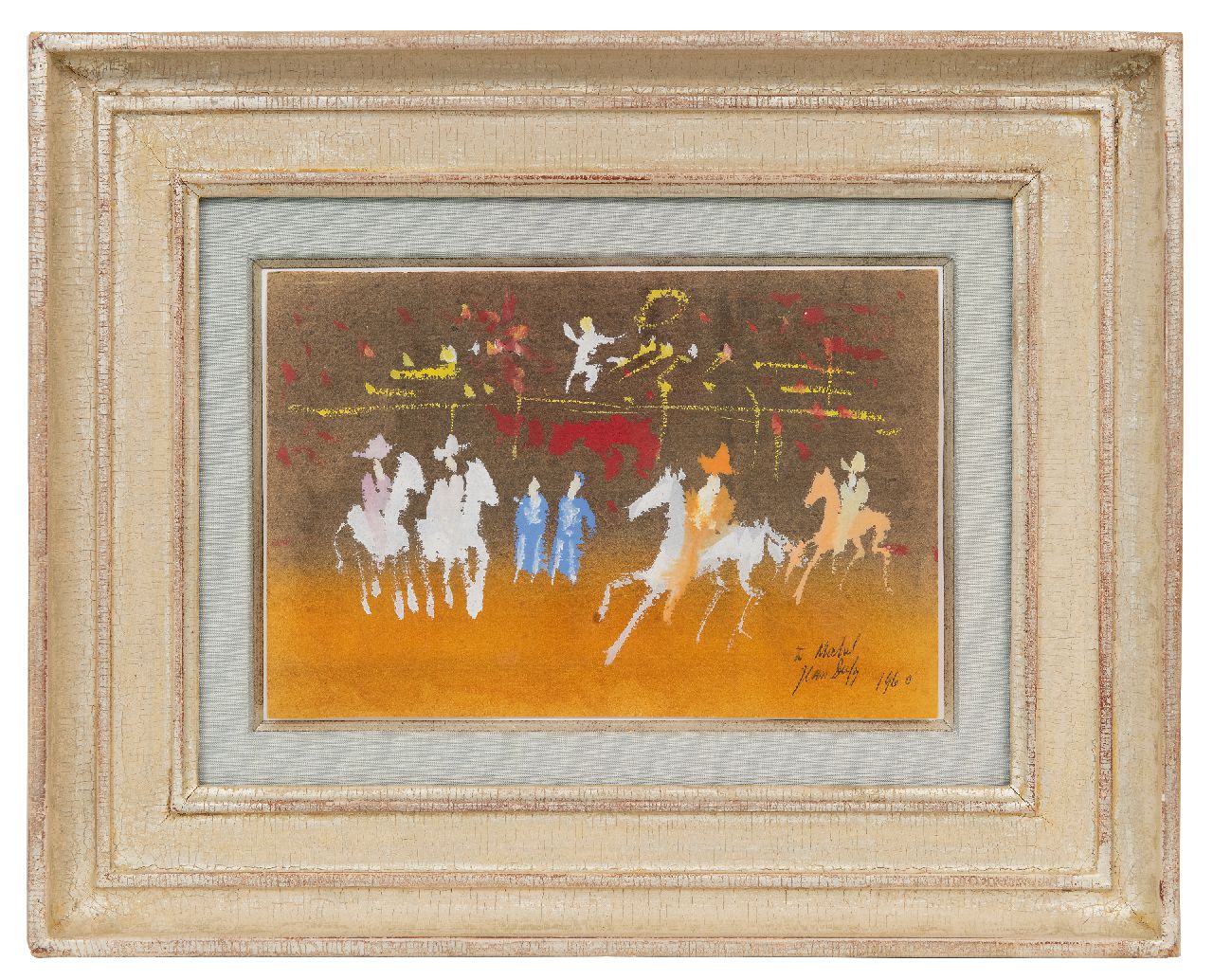 Dufy J. | Jean Dufy | Aquarellen en tekeningen te koop aangeboden | Parade mexicaine, gouache op papier 13,7 x 20,5 cm, gesigneerd rechtsonder en gedateerd 1960 Dufy J. | Jean Dufy | Aquarellen en tekeningen te koop aangeboden | Parade mexicaine, gouache op papier 13,7 x 20,5 cm, gesigneerd rechtsonder en gedateerd 1960