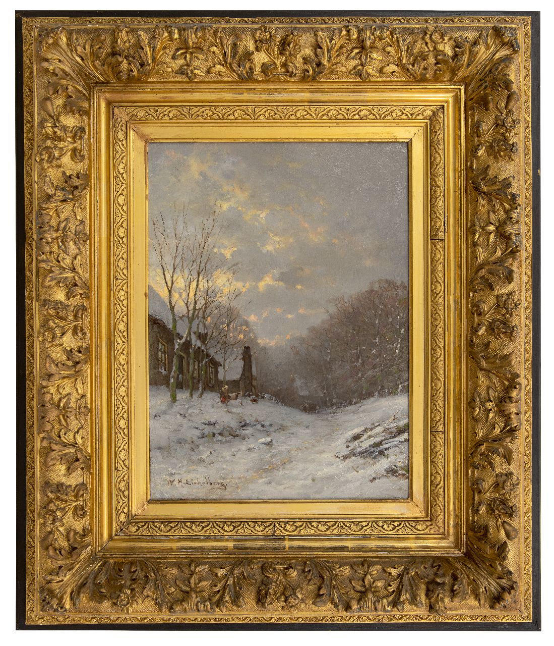 Eickelberg W.H.  | Willem Hendrik Eickelberg | Schilderijen te koop aangeboden | Een besneeuwde bosweg, olieverf op doek 45,4 x 33,4 cm, gesigneerd linksonder en zonder lijst