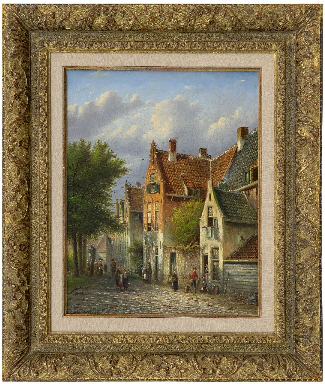 Spohler J.F. | Johannes Franciscus Spohler | Schilderijen te koop aangeboden | Bedrijvigheid in Hollands straatje, olieverf op doek 45,4 x 35,6 cm, gesigneerd linksonder en zonder lijst Spohler J.F. | Johannes Franciscus Spohler | Schilderijen te koop aangeboden | Bedrijvigheid in Hollands straatje, olieverf op doek 45,4 x 35,6 cm, gesigneerd linksonder en zonder lijst