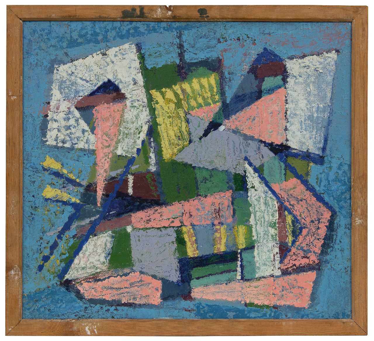 Hunziker F.  | Frieda Hunziker, Compositie, olieverf op schildersboard 35,6 x 39,5 cm, gesigneerd verso en te dateren 1948