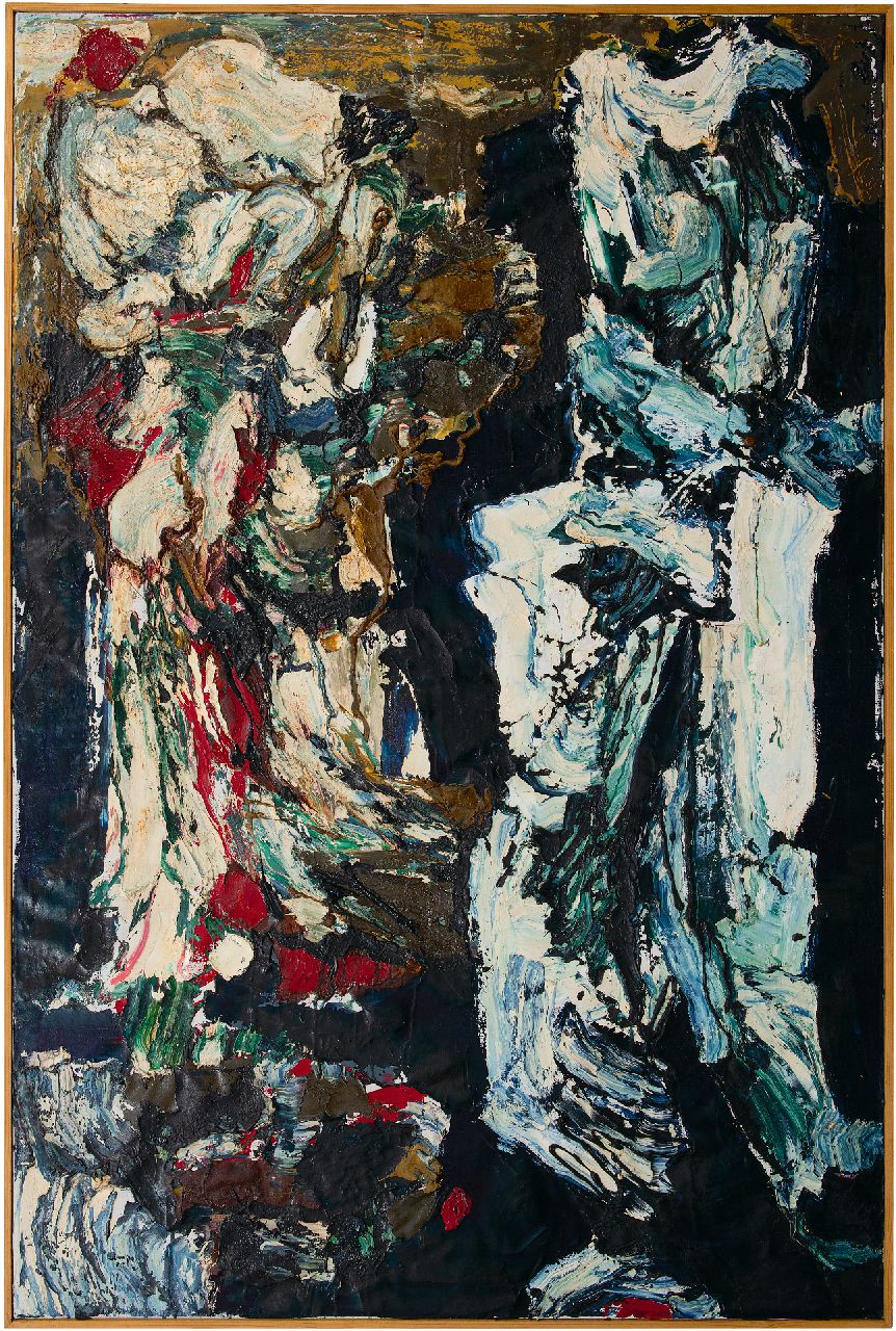 Hunziker F.  | Frieda Hunziker, 2 figuren, olieverf op doek 150,4 x 100,3 cm, gesigneerd verso en te dateren 1962