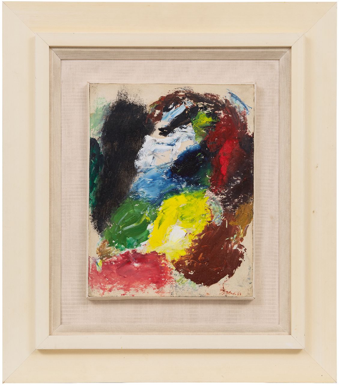 Brands E.A.M. | Eugenius Antonius Maria 'Eugène' Brands | Schilderijen te koop aangeboden | Compositie, olieverf op papier op doek 31,8 x 24,5 cm, gesigneerd rechtsonder en gedateerd '64 Brands E.A.M. | Eugenius Antonius Maria 'Eugène' Brands | Schilderijen te koop aangeboden | Compositie, olieverf op papier op doek 31,8 x 24,5 cm, gesigneerd rechtsonder en gedateerd '64