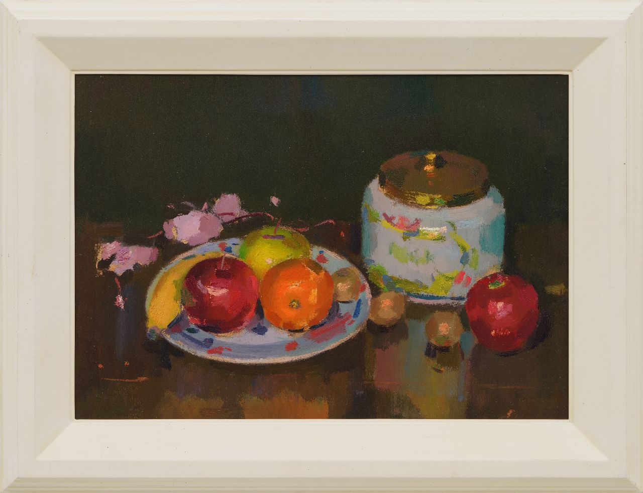 Verdonk F.W.  | Frederik Willem 'Frits' Verdonk | Schilderijen te koop aangeboden | Stilleven met tabakspot en fruit, olieverf op doek op board 36,5 x 49,4 cm