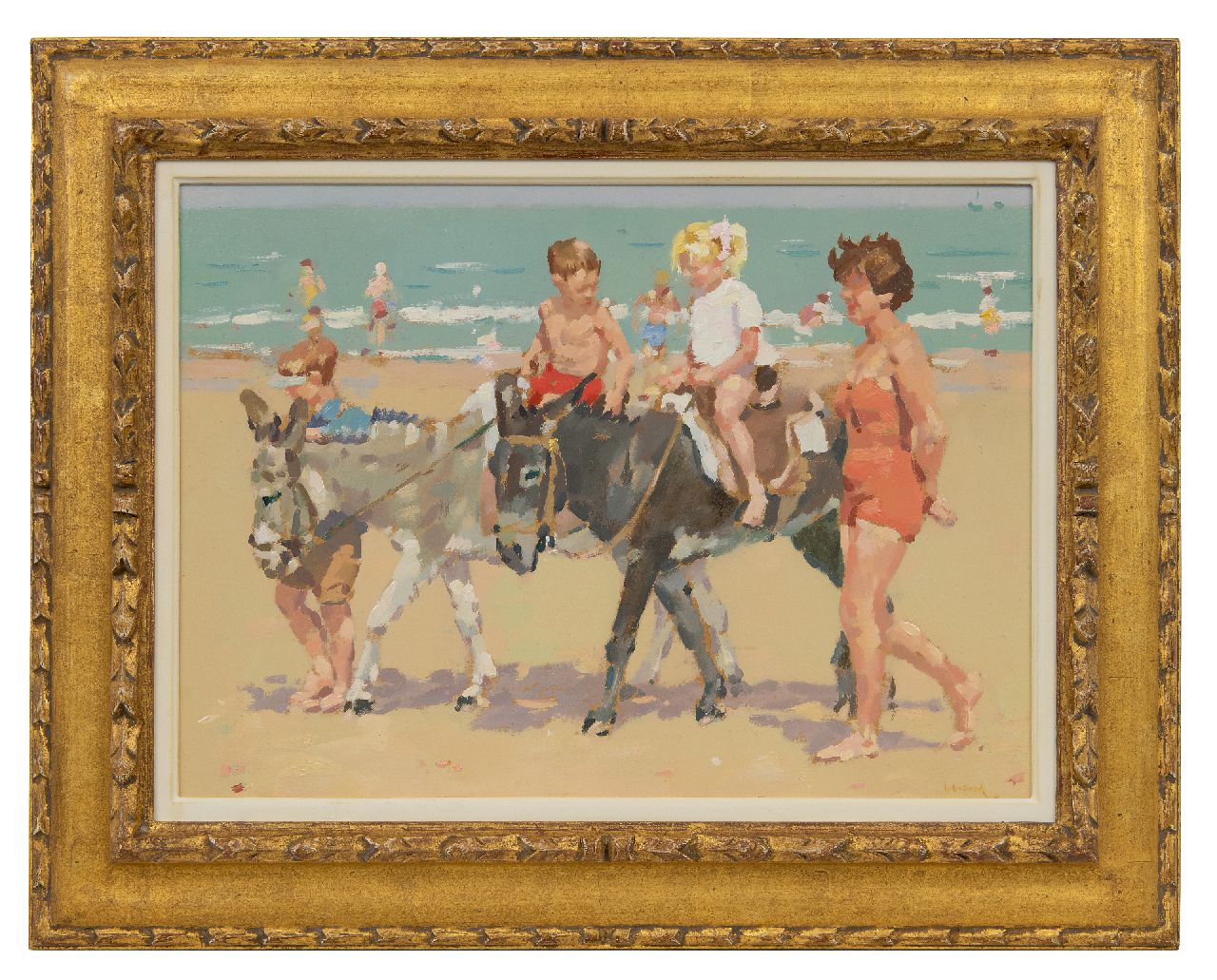 Verdonk F.W.  | Frederik Willem 'Frits' Verdonk | Schilderijen te koop aangeboden | Ezeltje rijden langs het strand, olieverf op papier op board 34,0 x 46,8 cm, gesigneerd rechtsonder