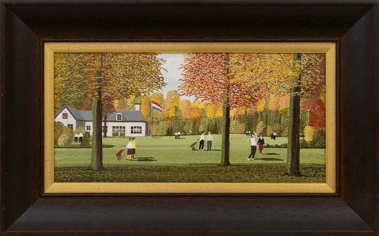 Haar J.E. ter | Jacob Everard 'Jaap' ter Haar | Schilderijen te koop aangeboden | Golfclub, olieverf op board 19,6 x 39,9 cm, gesigneerd rechtsonder en zonder lijst