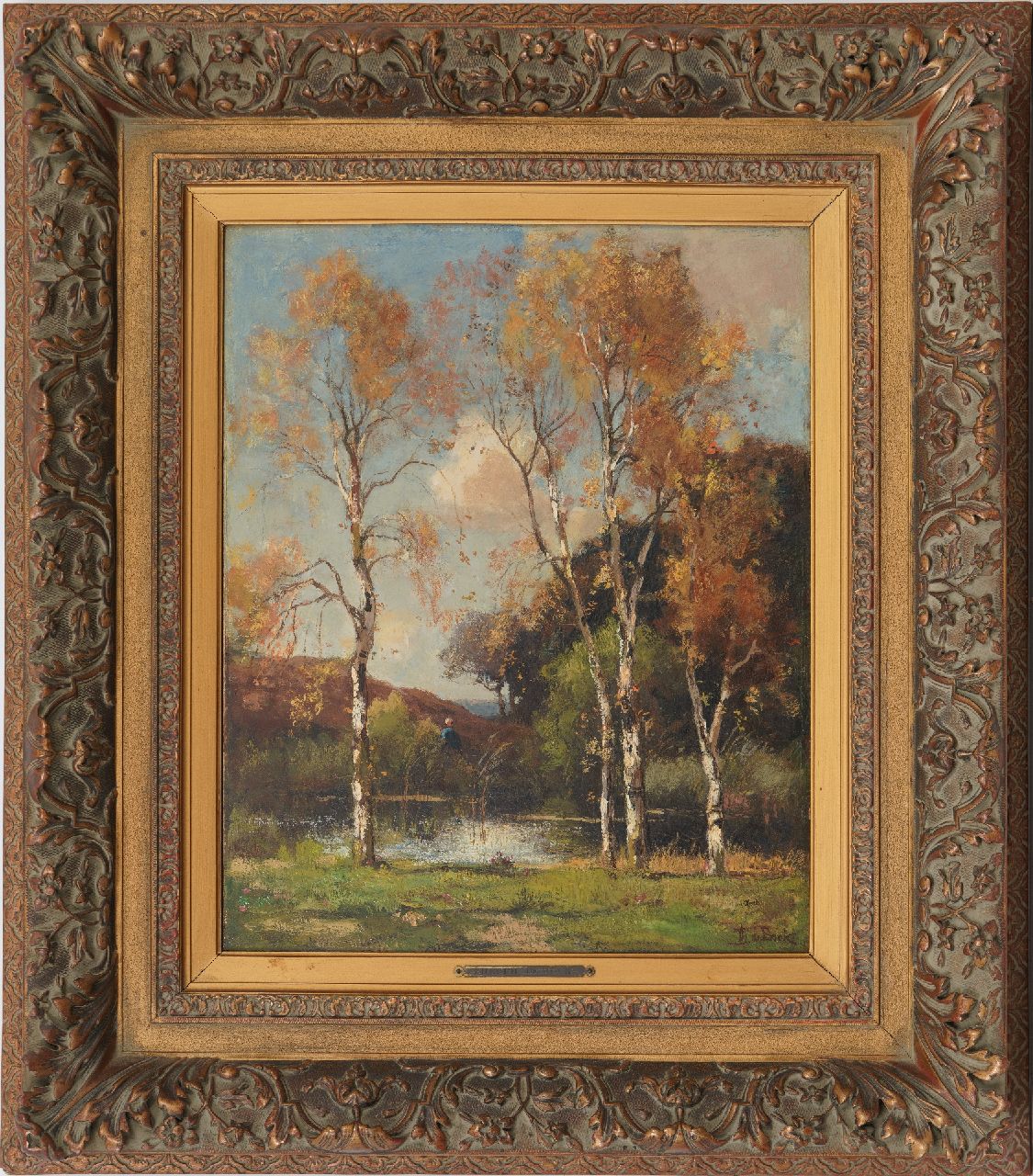 Bock T.E.A. de | Théophile Emile Achille de Bock | Schilderijen te koop aangeboden | Vennetje in een duinlandschap, olieverf op paneel 46,4 x 37,6 cm, gesigneerd rechtsonder