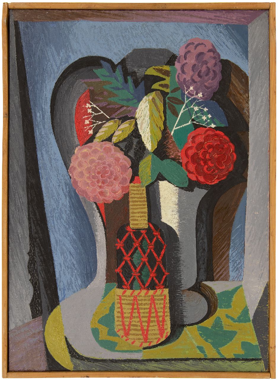 Hunziker F.  | Frieda Hunziker, Stillleben mit Blumen, Öl auf Leinwand 70,2 x 50,4 cm, Unterzeichnet u.l. und datiert 7-1946