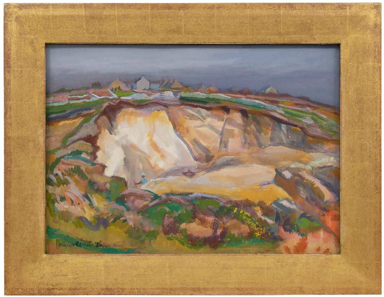 Vries J. de | Jannes de Vries | Aquarellen en tekeningen te koop aangeboden | Steengroeve bij Kerné, Bretagne, gouache op papier 48,0 x 68,0 cm, gesigneerd linksonder en gedateerd '56 Vries J. de | Jannes de Vries | Aquarellen en tekeningen te koop aangeboden | Steengroeve bij Kerné, Bretagne, gouache op papier 48,0 x 68,0 cm, gesigneerd linksonder en gedateerd '56