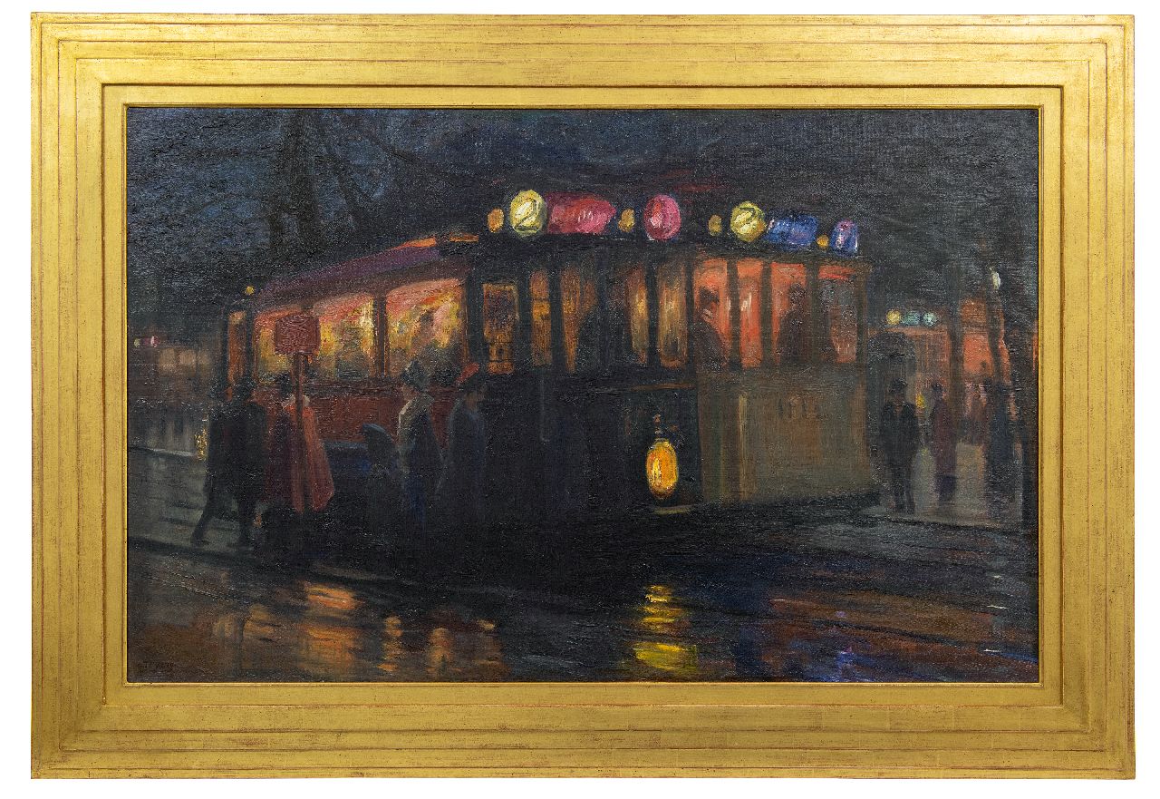 Richters M.J.  | 'Marius' Johannes Richters | Schilderijen te koop aangeboden | Trams bij het Beursplein, Rotterdam, olieverf op doek 70,0 x 110,2 cm, gesigneerd linksonder en te dateren ca. 1913