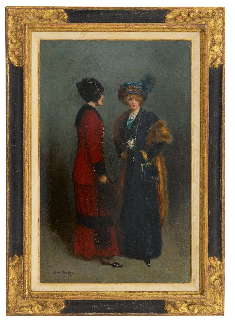 Béraud J.  | Jean Béraud | Schilderijen te koop aangeboden | Les Midinettes, olieverf op schildersboard 54,9 x 36,7 cm, gesigneerd linksonder