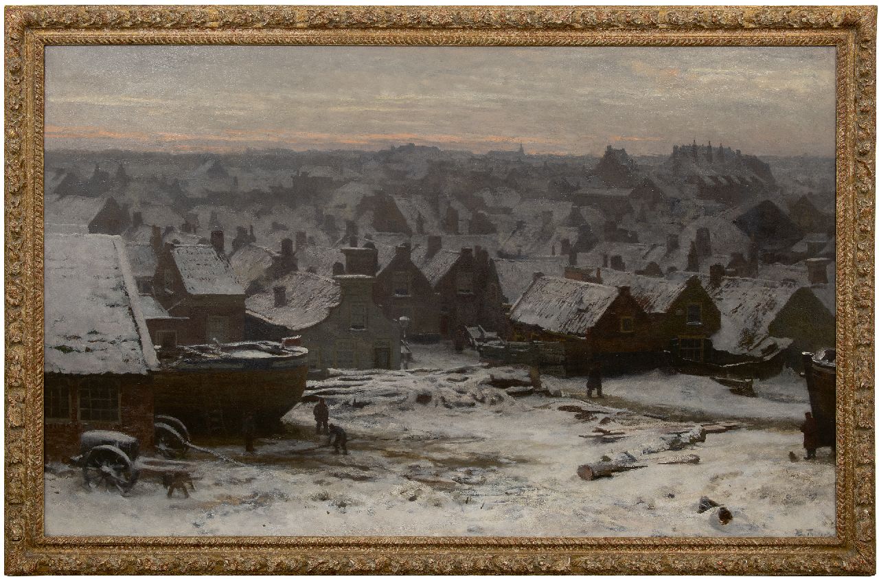 Tholen W.B.  | Willem Bastiaan Tholen, Winter in oud Scheveningen, olieverf op doek 100,1 x 160,4 cm, gesigneerd rechtsonder en te dateren 1891