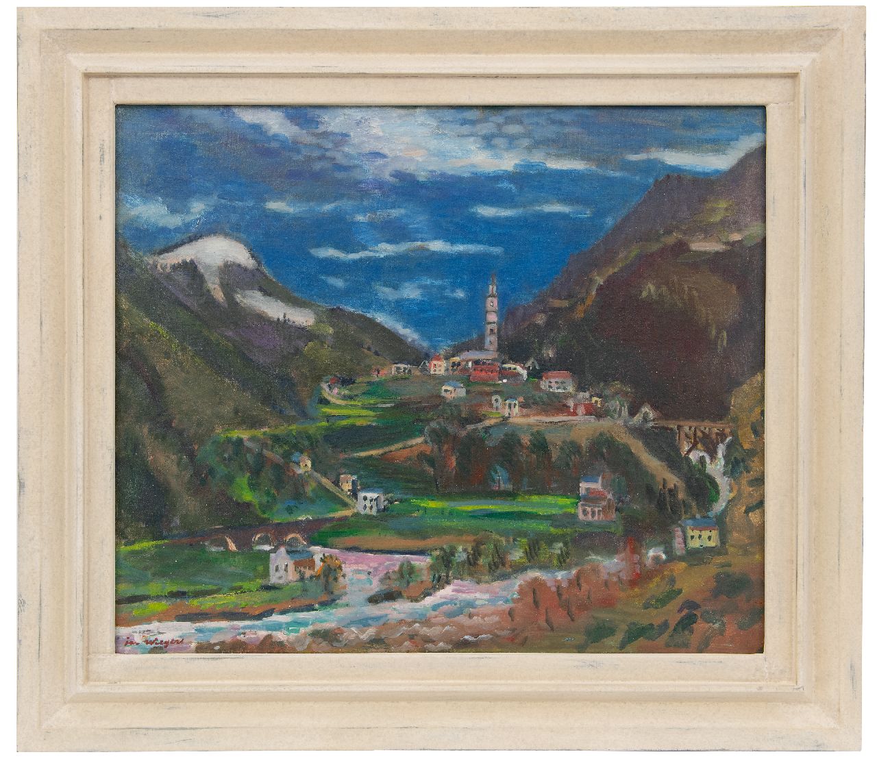 Wiegers J.  | Jan Wiegers | Schilderijen te koop aangeboden | Gezicht op Tegna, Ticino, Zwitserland, olieverf op doek 61,5 x 73,4 cm, gesigneerd linksonder en te dateren ca. 1949