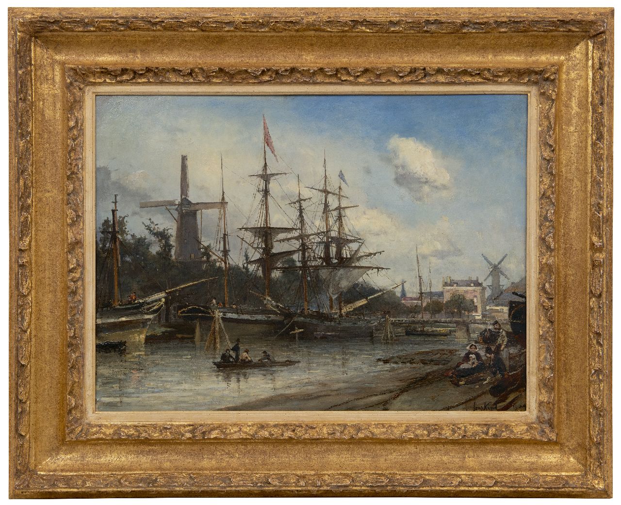 Jongkind J.B. | Johan Barthold Jongkind | Schilderijen te koop aangeboden | Afgemeerde schepen in de haven van Rotterdam, olieverf op doek 42,0 x 56,1 cm, gesigneerd rechtsonder (dubbel) en gedateerd 1857 Jongkind J.B. | Johan Barthold Jongkind | Schilderijen te koop aangeboden | Afgemeerde schepen in de haven van Rotterdam, olieverf op doek 42,0 x 56,1 cm, gesigneerd rechtsonder (dubbel) en gedateerd 1857