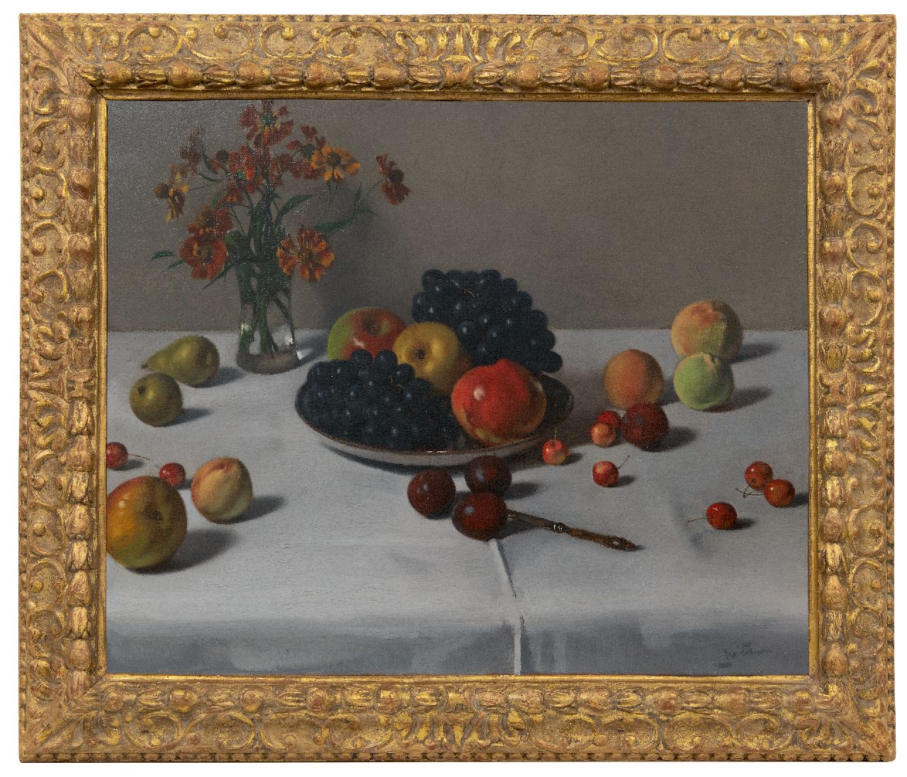 Witsen W.A. | 'Willem' Arnold Witsen | Schilderijen te koop aangeboden | Stilleven met fruit en vaas met bloemen, olieverf op doek 52,2 x 64,0 cm, gesigneerd rechtsonder en te dateren ca. 1920 Witsen W.A. | 'Willem' Arnold Witsen | Schilderijen te koop aangeboden | Stilleven met fruit en vaas met bloemen, olieverf op doek 52,2 x 64,0 cm, gesigneerd rechtsonder en te dateren ca. 1920