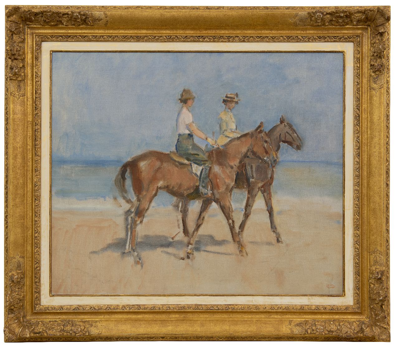 Israels I.L. | 'Isaac' Lazarus Israels | Schilderijen te koop aangeboden | Amazones op het strand van Scheveningen, olieverf op doek 65,5 x 78,6 cm, gesigneerd rechtsonder met atelierstempel 'Atelier Isaac Israels' en te dateren ca. 1910 Israels I.L. | 'Isaac' Lazarus Israels | Schilderijen te koop aangeboden | Amazones op het strand van Scheveningen, olieverf op doek 65,5 x 78,6 cm, gesigneerd rechtsonder met atelierstempel 'Atelier Isaac Israels' en te dateren ca. 1910