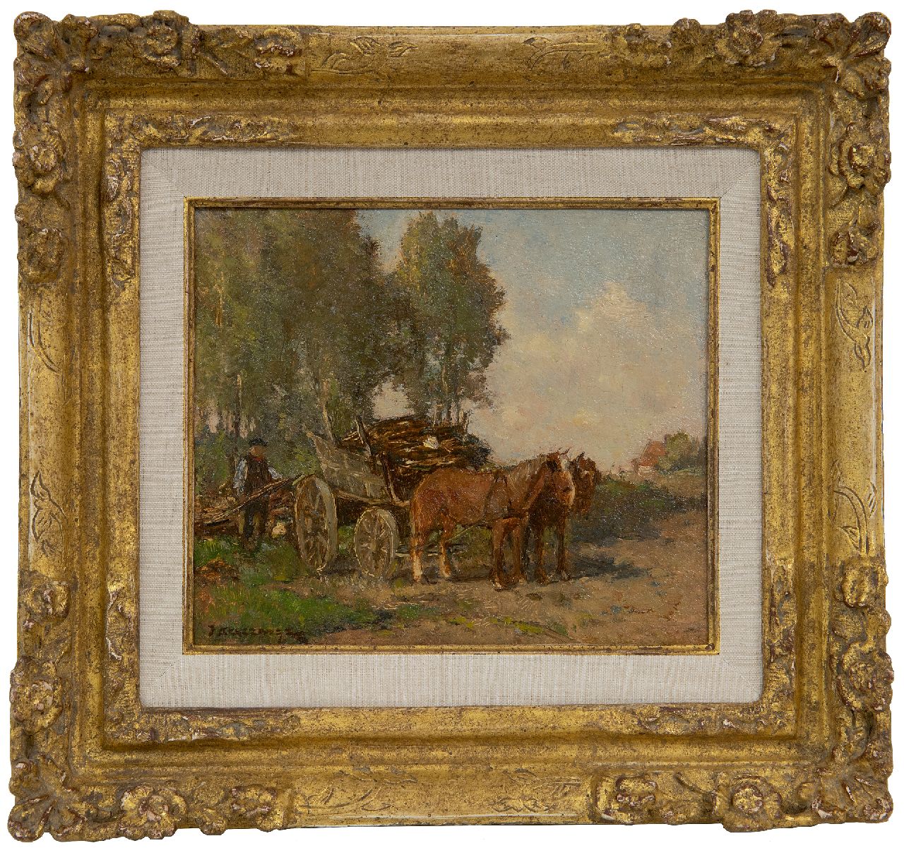 Akkeringa J.E.H. | 'Johannes Evert' Hendrik Akkeringa, Houtsprokkelen, olieverf op paneel 14,6 x 17,1 cm, gesigneerd linksonder Akkeringa J.E.H. | 'Johannes Evert' Hendrik Akkeringa, Houtsprokkelen, olieverf op paneel 14,6 x 17,1 cm, gesigneerd linksonder