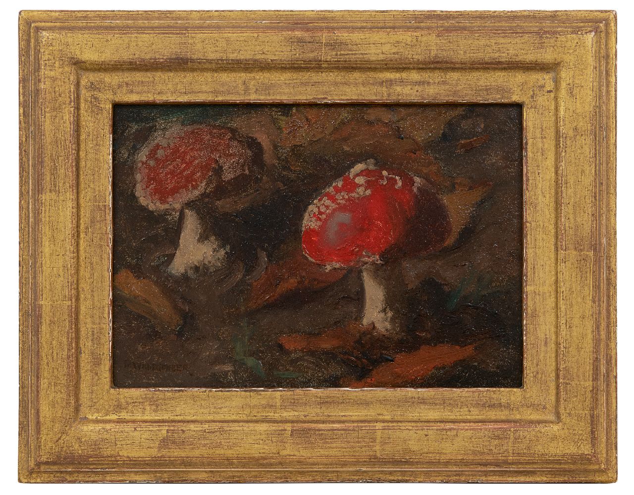 Wandscheer M.W. | Maria Wilhelmina 'Marie' Wandscheer | Schilderijen te koop aangeboden | Vliegenzwammen, olieverf op paneel 17,4 x 24,9 cm, gesigneerd linksonder Wandscheer M.W. | Maria Wilhelmina 'Marie' Wandscheer | Schilderijen te koop aangeboden | Vliegenzwammen, olieverf op paneel 17,4 x 24,9 cm, gesigneerd linksonder