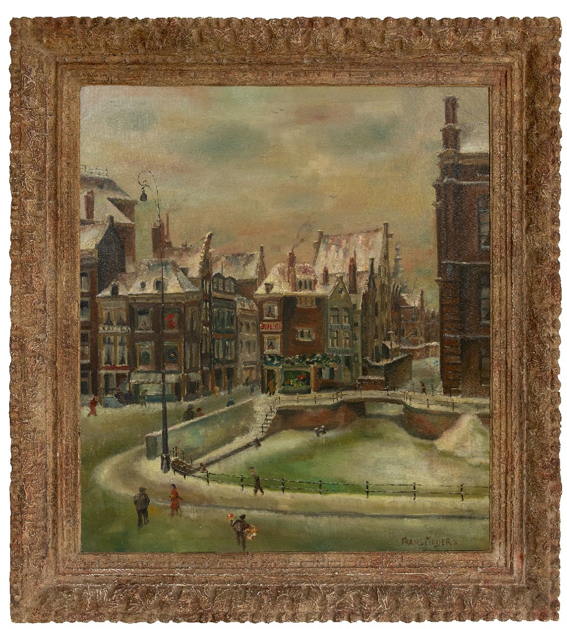 Meijers F. | Frans Meijers | Schilderijen te koop aangeboden | Het Rokin in de sneeuw, Amsterdam, olieverf op doek 80,1 x 70,3 cm, gesigneerd rechtsonder Meijers F. | Frans Meijers | Schilderijen te koop aangeboden | Het Rokin in de sneeuw, Amsterdam, olieverf op doek 80,1 x 70,3 cm, gesigneerd rechtsonder