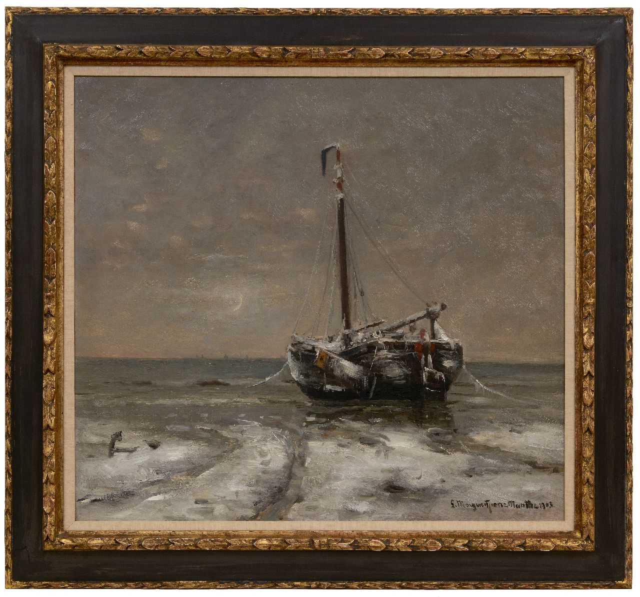 Munthe G.A.L. | Gerhard Arij Ludwig 'Morgenstjerne' Munthe | Schilderijen te koop aangeboden | Besneeuwd strand met bomschuit, olieverf op doek 54,8 x 60,2 cm, gesigneerd rechtsonder en gedateerd 1903 Munthe G.A.L. | Gerhard Arij Ludwig 'Morgenstjerne' Munthe | Schilderijen te koop aangeboden | Besneeuwd strand met bomschuit, olieverf op doek 54,8 x 60,2 cm, gesigneerd rechtsonder en gedateerd 1903
