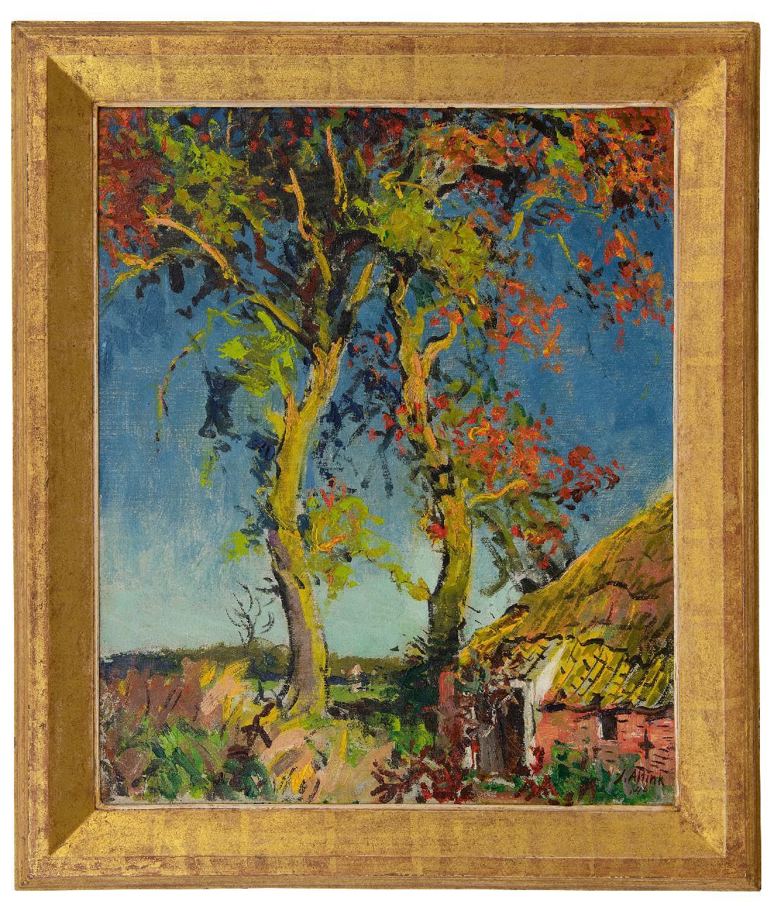 Altink J.  | Jan Altink, Boerderij bij hoge bomen, olieverf op doek 60,6 x 50,2 cm, gesigneerd rechtsonder en gedateerd '46