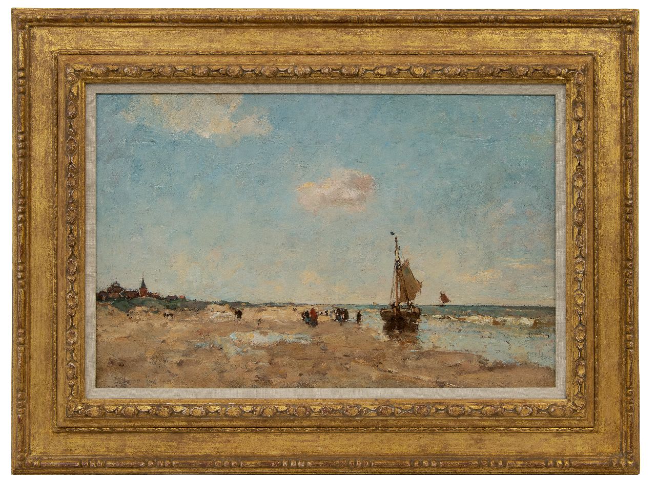 Stutterheim L.P. | Lodewijk Philippus 'Louis' Stutterheim | Schilderijen te koop aangeboden | Een bom en vissersvrouwen op het strand van Scheveningen, olieverf op doek 35,3 x 55,1 cm Stutterheim L.P. | Lodewijk Philippus 'Louis' Stutterheim | Schilderijen te koop aangeboden | Een bom en vissersvrouwen op het strand van Scheveningen, olieverf op doek 35,3 x 55,1 cm