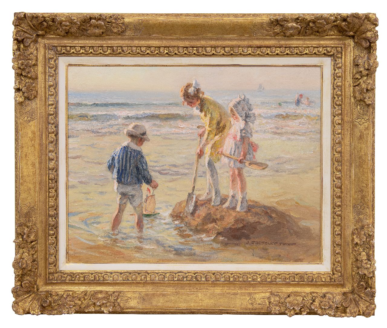 Zoetelief Tromp J. | Johannes 'Jan' Zoetelief Tromp | Schilderijen te koop aangeboden | Spelen op het strand, olieverf op doek 40,5 x 52,9 cm, gesigneerd rechtsonder en op spieraam Zoetelief Tromp J. | Johannes 'Jan' Zoetelief Tromp | Schilderijen te koop aangeboden | Spelen op het strand, olieverf op doek 40,5 x 52,9 cm, gesigneerd rechtsonder en op spieraam