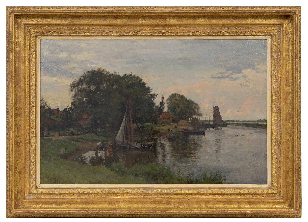 Tholen W.B. | Willem Bastiaan Tholen | Schilderijen te koop aangeboden | Hollands landschap met dorpshaven, olieverf op doek 40,0 x 62,0 cm, gesigneerd linksonder Tholen W.B. | Willem Bastiaan Tholen | Schilderijen te koop aangeboden | Hollands landschap met dorpshaven, olieverf op doek 40,0 x 62,0 cm, gesigneerd linksonder
