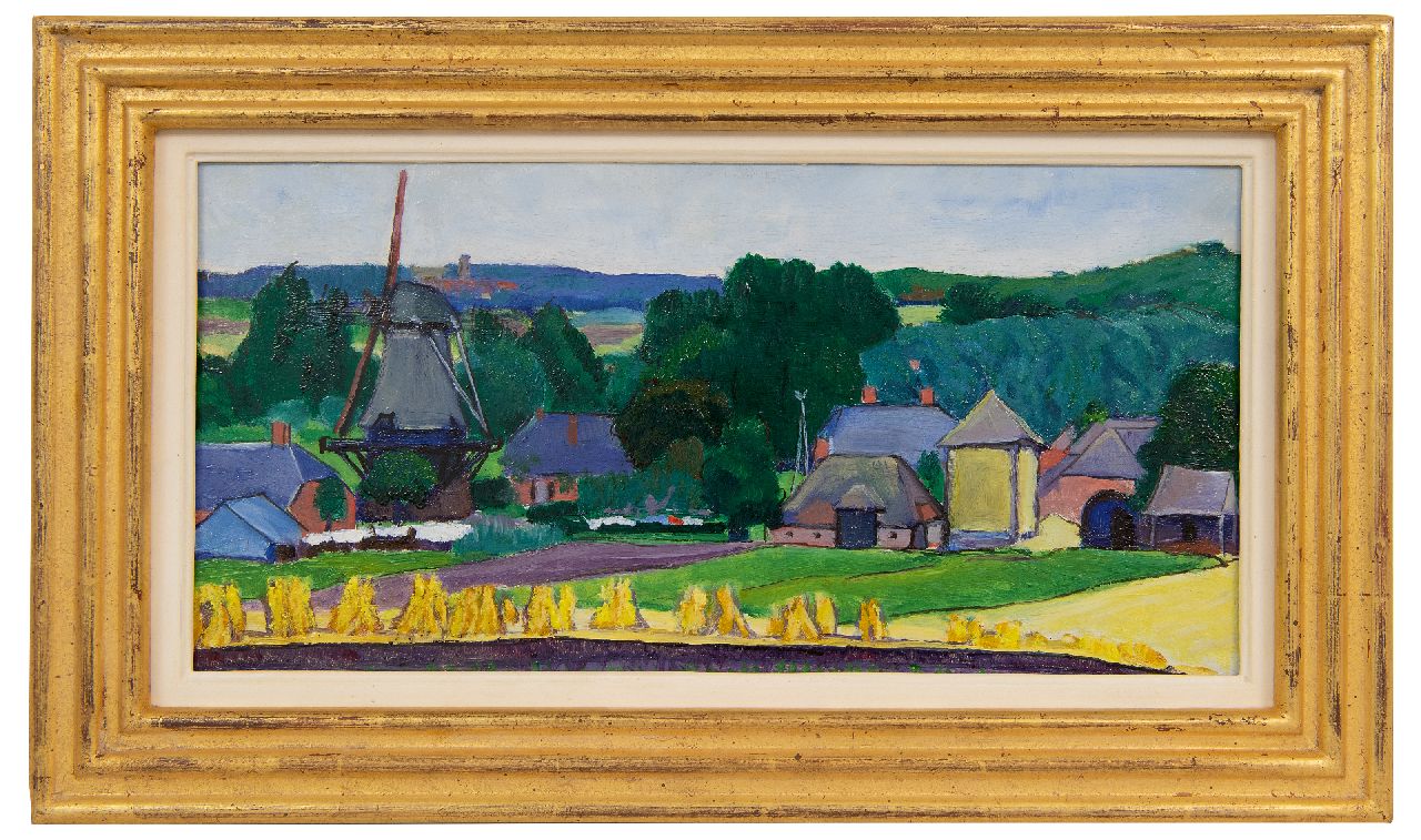 Huszár V. | Vilmos Huszár | Schilderijen te koop aangeboden | Boerderijen in een glooiend landschap, olieverf op paneel 18,0 x 36,5 cm, te dateren ca. 1910-1912 Huszár V. | Vilmos Huszár | Schilderijen te koop aangeboden | Boerderijen in een glooiend landschap, olieverf op paneel 18,0 x 36,5 cm, te dateren ca. 1910-1912