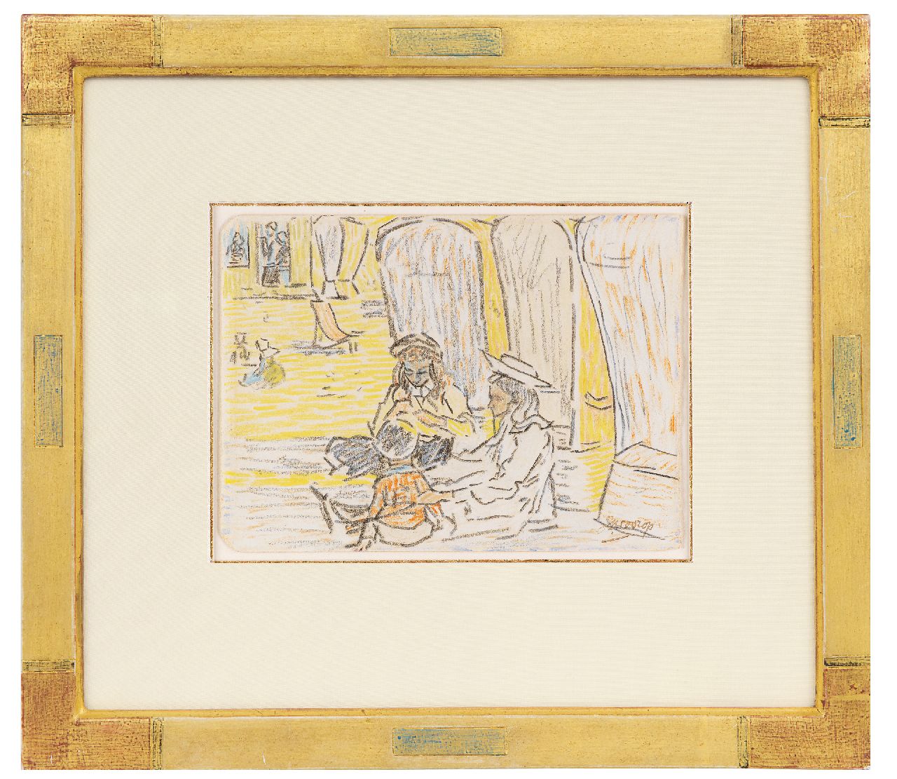 Toorop J.Th. | Johannes Theodorus 'Jan' Toorop | Aquarellen en tekeningen te koop aangeboden | Kinderen op het strand van Domburg, potlood en gekleurd krijt op papier 11,5 x 15,6 cm, gesigneerd rechtsonder en te dateren ca. 1907 Toorop J.Th. | Johannes Theodorus 'Jan' Toorop | Aquarellen en tekeningen te koop aangeboden | Kinderen op het strand van Domburg, potlood en gekleurd krijt op papier 11,5 x 15,6 cm, gesigneerd rechtsonder en te dateren ca. 1907