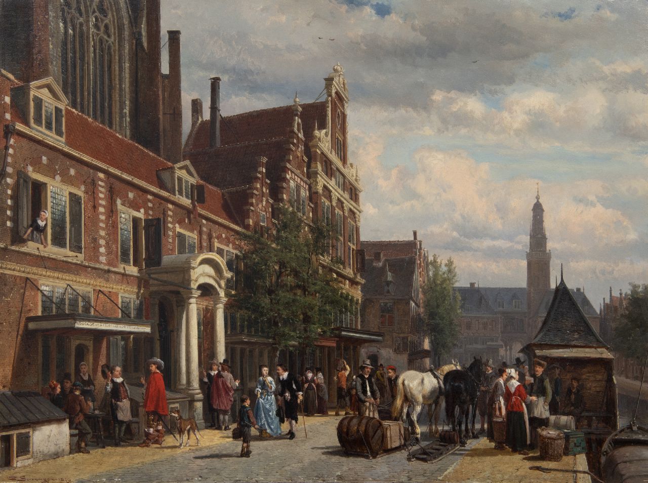 Springer C. | Cornelis Springer, Gezicht op de Nieuwezijds Kapel gezien vanaf het Rokin, Amsterdam, olieverf op paneel 48,8 x 65,4 cm, gesigneerd linksonder en gedateerd 1879 Springer C. | Cornelis Springer, Gezicht op de Nieuwezijds Kapel gezien vanaf het Rokin, Amsterdam, olieverf op paneel 48,8 x 65,4 cm, gesigneerd linksonder en gedateerd 1879