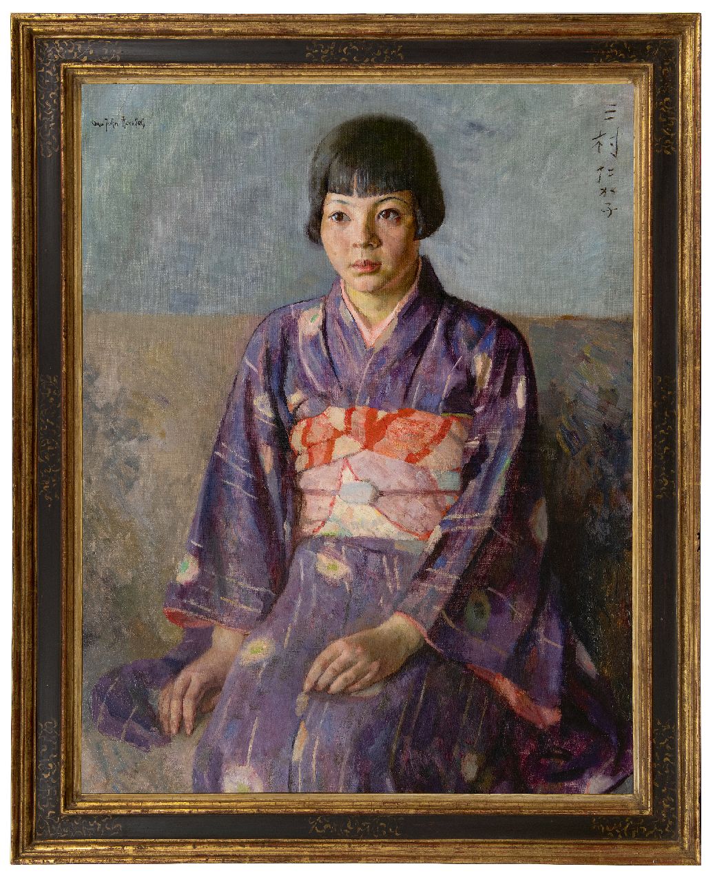 Herschel O.J.  | Otto John Herschel | Schilderijen te koop aangeboden | Meisje in Japanse kimono, olieverf op doek 91,8 x 71,5 cm, gesigneerd linksboven
