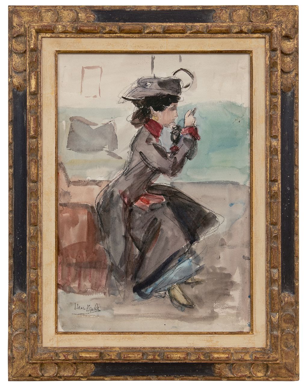 Israels I.L. | 'Isaac' Lazarus Israels | Aquarellen en tekeningen te koop aangeboden | Klaar voor vertrek, krijt en aquarel op papier 51,0 x 35,5 cm, gesigneerd linksonder Israels I.L. | 'Isaac' Lazarus Israels | Aquarellen en tekeningen te koop aangeboden | Klaar voor vertrek, krijt en aquarel op papier 51,0 x 35,5 cm, gesigneerd linksonder