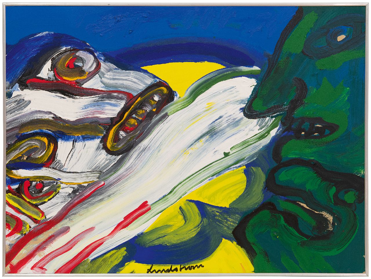 Lindström B.K.E.  | 'Bengt' Karl Erik Lindström | Schilderijen te koop aangeboden | Personages, acryl op papier op doek 56,8 x 76,3 cm, gesigneerd middenonder en verso gedateerd '81