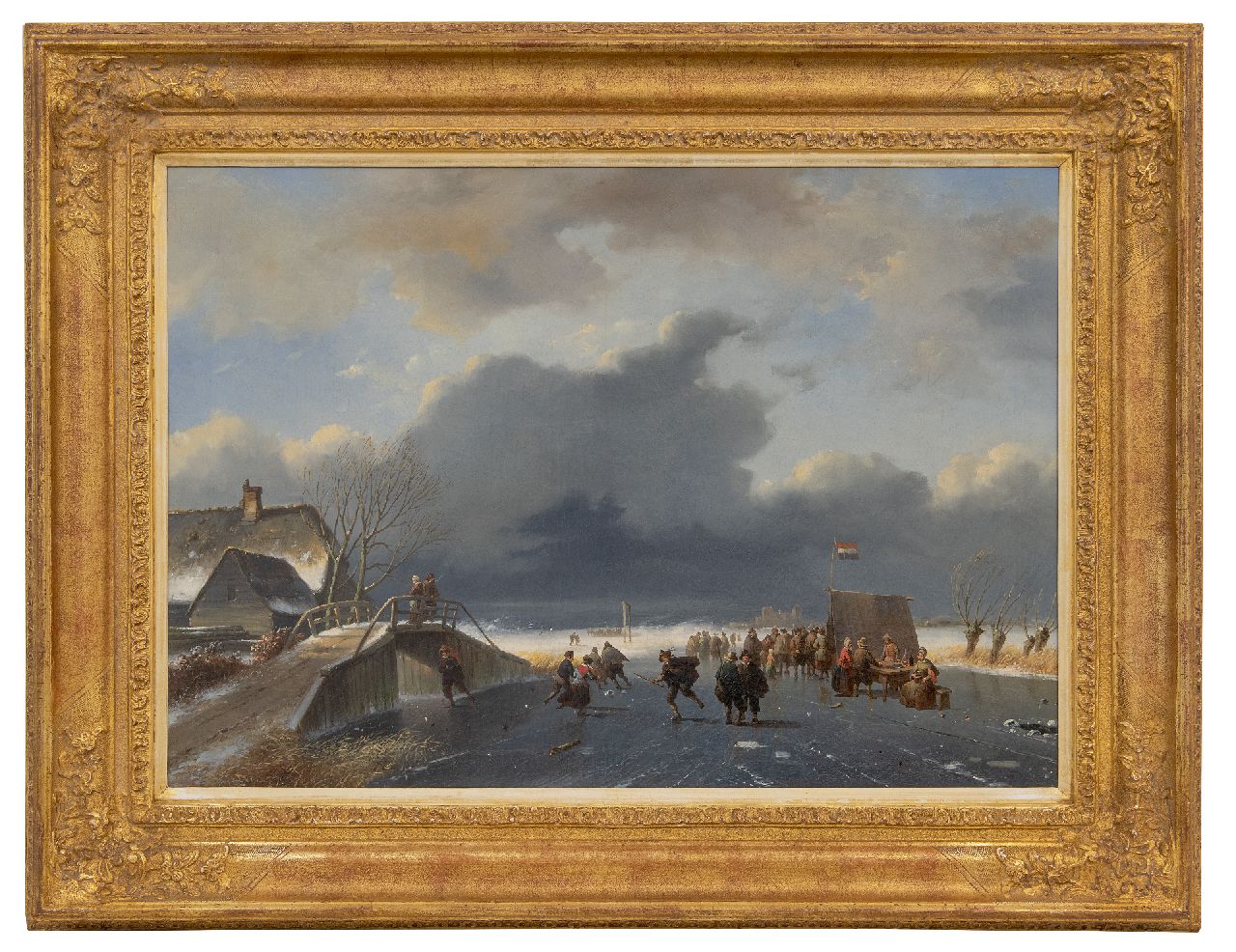 Roosenboom/Verboeckhoven Nicolaas Johannes/Eugène | N.J./E. Roosenboom/Verboeckhoven | Schilderijen te koop aangeboden | IJspret bij opkomende sneeuwstorm (de figuren zijn van Eugène Verboeckhoven), olieverf op doek 48,1 x 68,0 cm Roosenboom/Verboeckhoven Nicolaas Johannes/Eugène | N.J./E. Roosenboom/Verboeckhoven | Schilderijen te koop aangeboden | IJspret bij opkomende sneeuwstorm (de figuren zijn van Eugène Verboeckhoven), olieverf op doek 48,1 x 68,0 cm