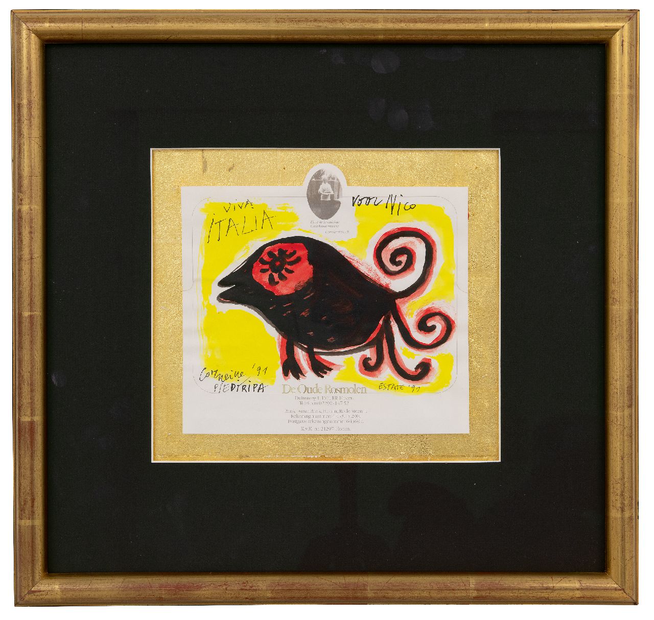 Corneille ('Corneille' Guillaume Beverloo) | Corneille ('Corneille' Guillaume Beverloo) | te koop aangeboden | Viva Italia (voor Nico Koster), aquarel en inkt op papier 19,9 x 21,1 cm, gesigneerd linksonder en gedateerd '91 Corneille ('Corneille' Guillaume Beverloo) | Corneille ('Corneille' Guillaume Beverloo) | te koop aangeboden | Viva Italia (voor Nico Koster), aquarel en inkt op papier 19,9 x 21,1 cm, gesigneerd linksonder en gedateerd '91
