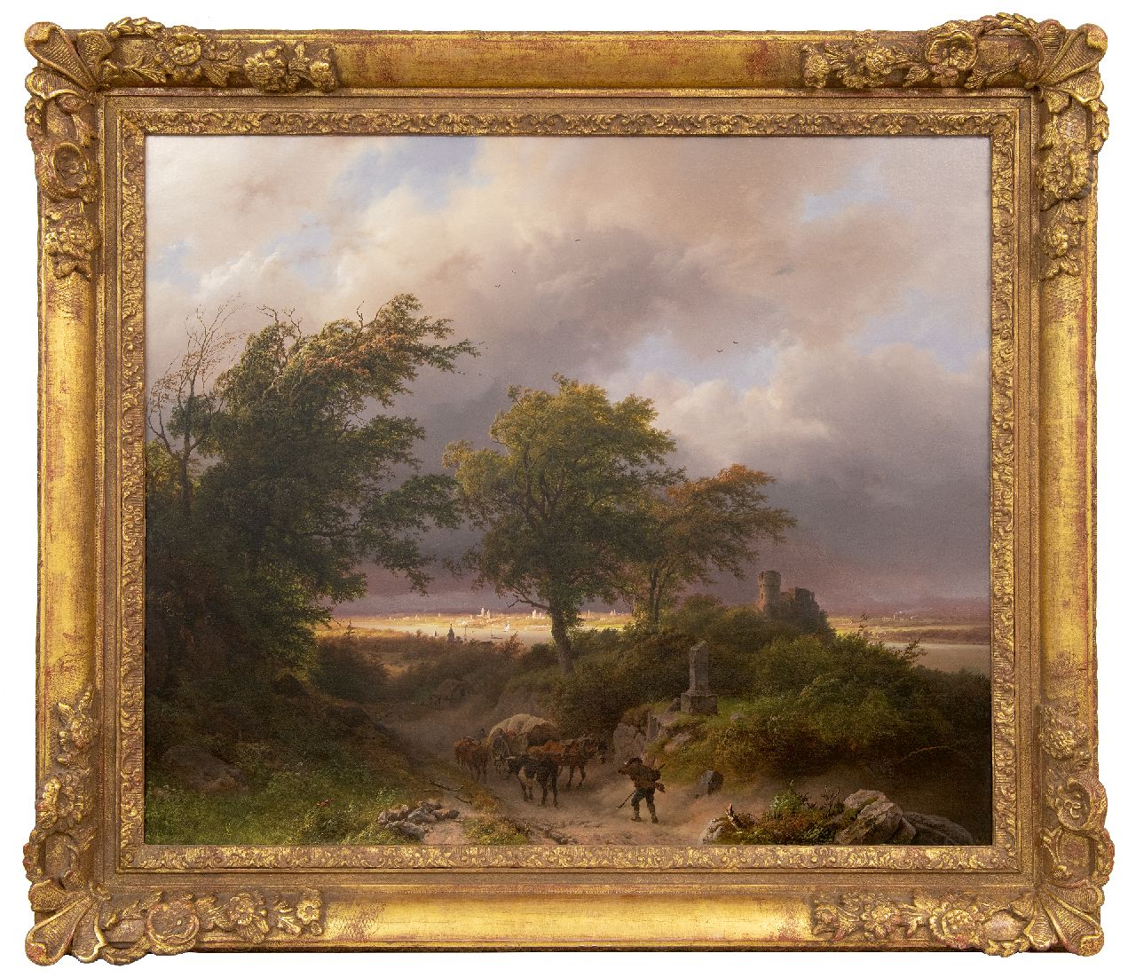 Koekkoek B.C. | Barend Cornelis Koekkoek, Landschap bij de Rijn met naderende storm, olieverf op doek 70,5 x 84,5 cm, gesigneerd rechtsonder en gedateerd 1847 Koekkoek B.C. | Barend Cornelis Koekkoek, Landschap bij de Rijn met naderende storm, olieverf op doek 70,5 x 84,5 cm, gesigneerd rechtsonder en gedateerd 1847